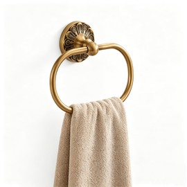 Antique Brass Towel Ring Wall Mounted 180° Rotatable 8.6 Inch