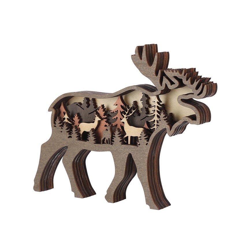 3D Wood Carving Animal Multi Layer Forest Animal Wood Carving