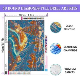 Christmas Starry Sky Diamond Painting Kits for Adults, DIY Christmas Tree Diamond Art Kits for Beginners, 5D Full Drill Diamond Dots Kits Winter Painting Craft for Home Decor 12 x 16 Inch