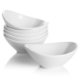Teocera 5 Inch Porcelain Small Bowls Set, 6 Ounce small serving bowls for Dessert, Ice Cream, Snack, Dipping, Side Dishes, Microwave & Dishwasher Safe- White