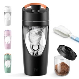 Electric Shaker, Shaker Electric 700 ml, Protein Shaker Electric with Powder Compartment for Potein Powder and Milkshake, Tritan BPA-Free, Black
