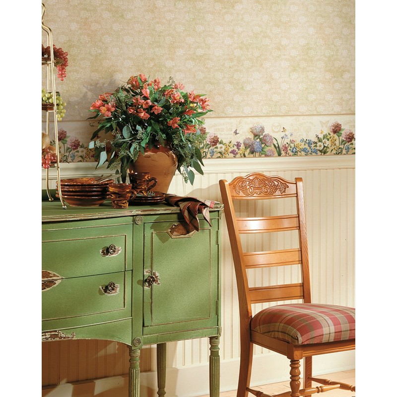 Chesapeake PUR44521B Ellyne Sand Postal Springtime Portrait Wallpaper Border