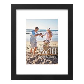 decorUhome 8x10 Picture Frame, Display Pictures 5x7 with Mat or 8x10 without Mat, Black Engineered Wood Photo Frame with Plexiglass for Wall & Tabletop Display, Picture Frames 8x10 Set of 1