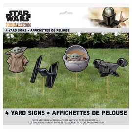 Adorable Black & Gray Mandalorian The Child Cardboard Yard Signs (13") 4 Count - Perfect for Outdoor Decor and Themed Parties