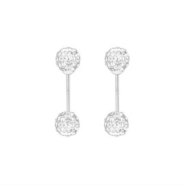 CZ Balls Double Sided Cartilage Tiny Stud Earrings 925 Sterling Silver Tragus Screw Back Crystal Ball Sleeper Hypoallergenic Earring Barbell Labret Studs Dainty Shambhala Style Jewelry Gifts for Women Teen Girls Birthday 20G (4mm)