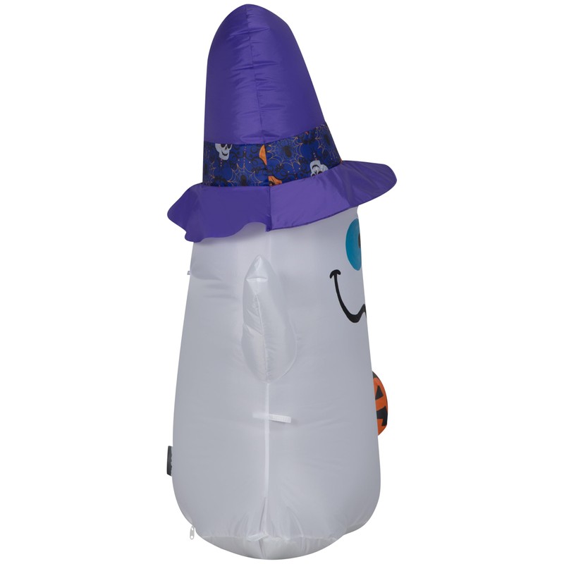 Gemmy Airblown Inflatable Ghost w/Patterned Hat, 3.5 ft Tall, Multi