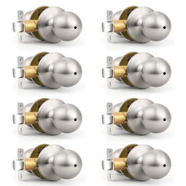 Probrico Brushed Nickel Door Knob Without Key Privacy Door Knob Bedroom/Bathroom Door Knobs Interior Keyless Door Knobs 8 Pack
