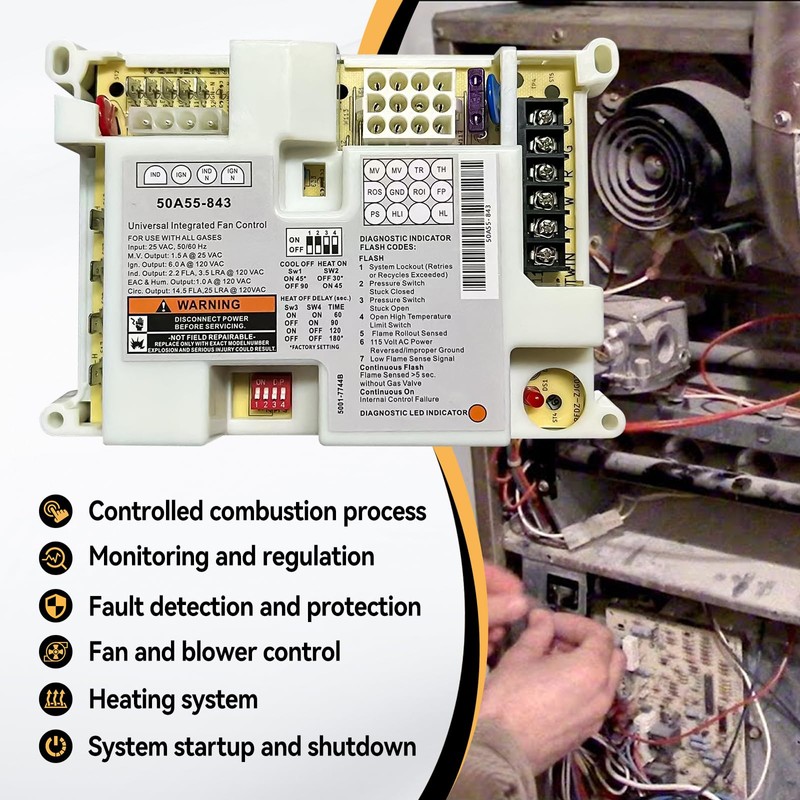50A55-843 Universal Furnace Control Board Compatible with White Rodgers Ignition