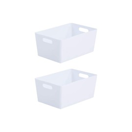 Wham Bam 4.02 Ice White Plastic Studio Storage Baskets Office Home & Kitchen Tidy Organiser 25.5 x 17 x 11cm (2 Baskets)