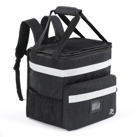 GNEGNI Delivery Bag, Large Pizza, Sushi Delivery, 11.8 gal (35 L) Large Capacity, For Bicycles, Cup Holder & Reflective Stripes, Waterproof, 2 Dividers Included, Uber Eats / Meetings Compatible