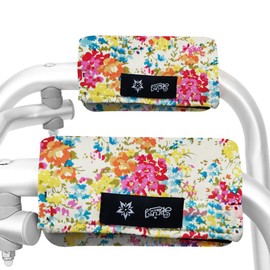 Universal Walker Hand Grip Padded Covers Non-Slip Cushion Foam for Folding Wheelchair Rollator Crutch Handle Pads 2-Pack Yellow flower