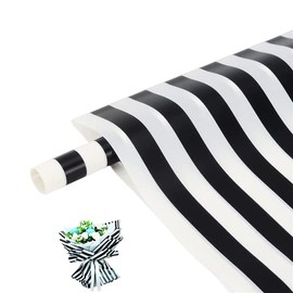 CURTEK 20 Hojas de Papel de Envoltura de Flores al Estilo Coreano 58x58 cm Impermeable con Rayas Negras y Blancas para Bodas, San Valentín y Embalaje de Regalos