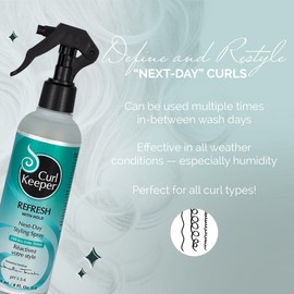 Curl Keeper Refresh Hair Styling Spray for Curly Hair, 8 Fl Oz - Lightweight Water-Based Anti-Frizz Hair Spray with Hold for Humidity & All Weather Conditions - Wavy & Curly Hair Products