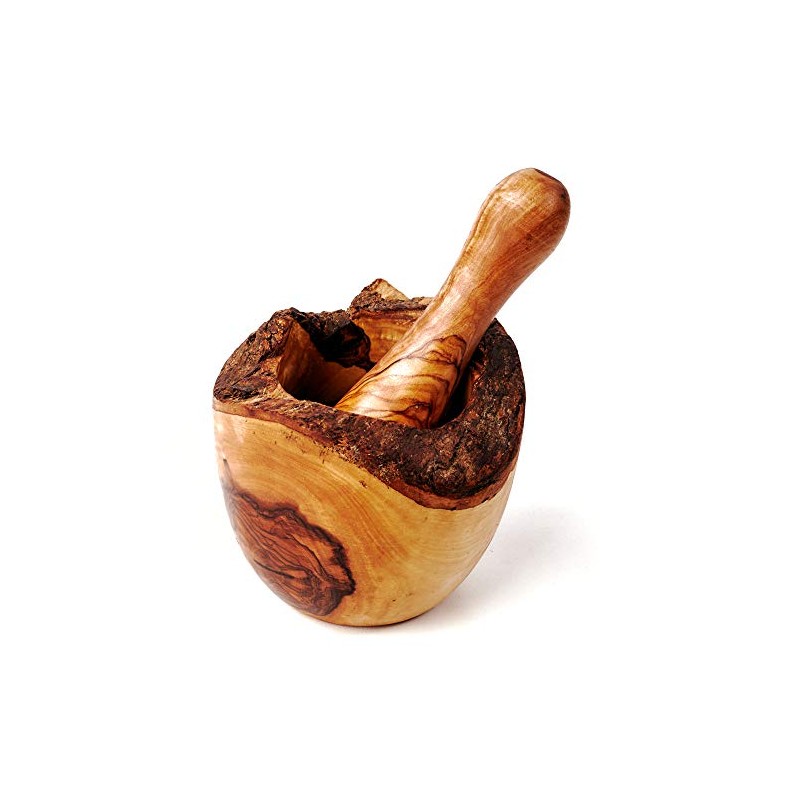 Wooden Mortar and Pestle, Olive Wood, Naturally Edge