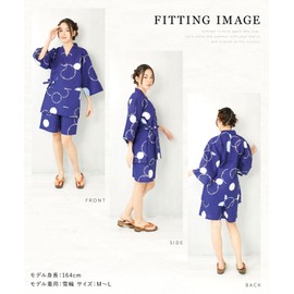 Nishiki Women's Jinbei Top and Bottom Set, 100% Cotton, Cool, Festivals, Fireworks Displays, Bon Dance, Room Wear, Open Front, Cool, Sweat Absorbent, Refreshing, Floral Pattern, Japanese Pattern, M-L