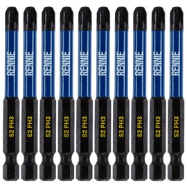10 x Rennie Tools 75mm Long PH3 Impact Screwdriver Driver Bits Set. Magnetic Phillips No.3 Heavy Duty Impact Driver Bit Set. Long PH3 Bits.