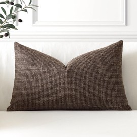 Artscope Set of 1 Cushion Cover, Plain Throw Cushion Cover, Linen Cushion Covers, 40 x 60 cm, Modern Decorative Cushion Cover Set, Cushion Case for Sofa, Bedroom, Home Decor, Dark Brown