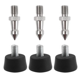 Rrina 2 Sets Universal Anti Slip Tripod Foot 1 Set Stainless Steel Spikes, 1 Set Rubber, Compatible with Most Tripods Monopods (3/8"-Thread)