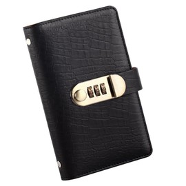 Piggy Bank, Money Organizer, Money File, Envelope Savings File, Binder, 100 Pages, Money Notebook, Household Account Management, Cute, Large Capacity, With Dial Lock (Black)