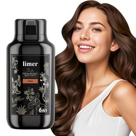 Limer Hair Dye Shampoo, Coffee Color 6-in-1 Natural Herbal Hair Color Shampoo, Semi-Permanent Gray Coverage with Pleasant Scent, Ammonia-Free Formula for Women & Men (460ml/15.55fl oz)