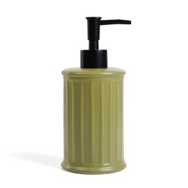 Umlaca Soap Dispenser, Refillable Ceramic Soap Dispenser, 360 ml, Suitable for Kitchen, Bathroom, Liquid Soap Dispenser (Yellowish Green)