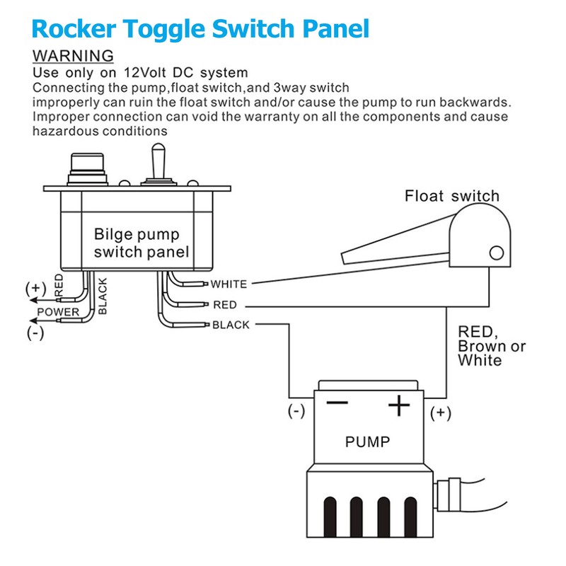3 Way Bilge Pump Switch Rocker Toggle Switch Panel Marine