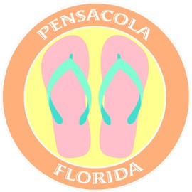 Athena Brands Flip Flops Pensacola Florida - Car Truck Window Bumper Graphics Sticker Decal - Sunset Orange