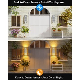 SHIMR Dusk to Dawn Outdoor Wall Light, Up Down Stainless Steel Exterior Wall Sconce with Photocell Sensor, 3000K Warm LED Bulbs Included, Waterproof Modern Outdoor Lights for House Garage Porch Patio