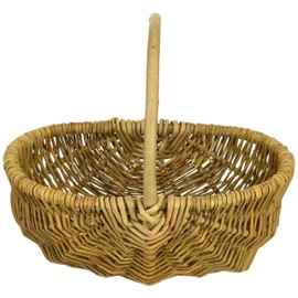 Murataya Sangyo 3621 Willow Arrangement Basket with Leather, Medium, Width 10.6 x Depth 6.7 x Height 3.9 inches (27 x 17 x 10 (22 cm)