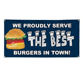 genetic/unbranded Vinyl Banner Multiple Sizes Proudly Serve The Best Burgers in Town Outdoor - 60x144inches