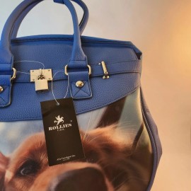 Rollies USA Rolling Travel Tote Fits 17" Laptop Graphic Best Friend Dog Blue Weekender NEW