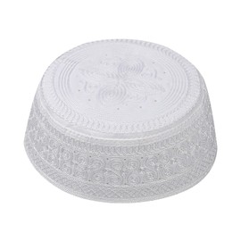Muslim Prayer Kufi Hat for Men Boys Islamic Beanie Skull Cap Prayer Headwear Embroidery Kofia Topi Sun Hat Ramadan Eid Gift White