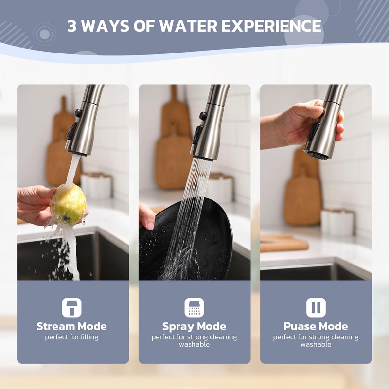 WEWE Kitchen Sink Faucet with Soap Dispenser, Lead-Free Kitchen Faucet