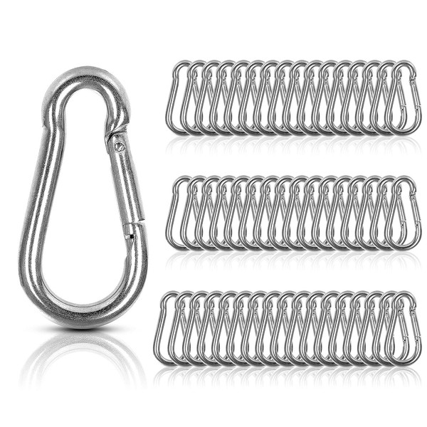 50 PCS Spring Snap Carabiner, Small Carabiner Clip, M5 x