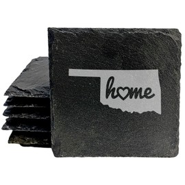 Oklahoma Home Coasters - Square Slate - set of 4