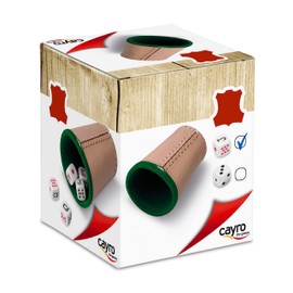Cayro Poker Dice Game - Cup + 5 Poker Dice - Leather Cup Lined Inside - Adult Board Game - Ideal for Gifting - Family Play