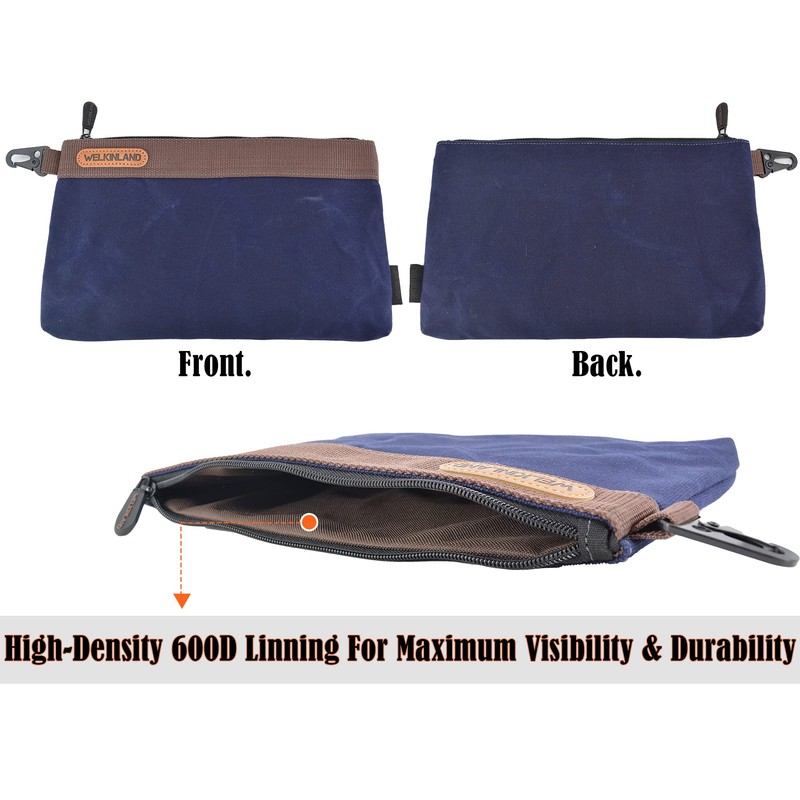 WELKINLAND Heavy-Duty Canvas Tool Pouch - 4PCS, 12" Waxed Canvas