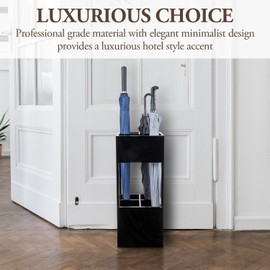 MyGift Premium Hotel Series Opaque Black Acrylic Freestanding Umbrella Holder Rack, Commercial Grade 12mm & 8mm Thick Acrylic Home Entryway Storage Stand for Long and Short Umbrellas