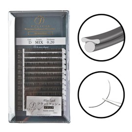 FELICIA Flat Lash, Matte Eyelash Extensions, Ultra Soft, Single Eyelash, D-Curl, 0.08 - 0.5 inches (0.20 mm), Thickness 0.3 - 0.5 inches (8
