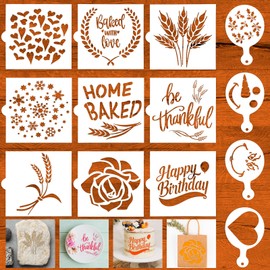 Oruola 13 Stück Schablonen für Brot,Plätzchen Schablone zum Dekorieren,Schablonen Malen,Brotschablonen,Backvorlagen,Backschablonen für Brot,Kuchen,Kaffee,Torte,Kekse (Weiß)