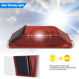 RISOON Solar Strobe Warning Light: Sensitive LED Warning Lamp Super Bright Waterproof IP65 Wireless Light Control Flashing Beacon Barricade Construction Safety Traffic Light for Driveways Dock (Red)