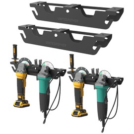 UNITEDPOWER Angle Grinder Holder - 4 Bay Angle Grinder Rack/Stand Storage Rack with Cord Hanger, Wall mount Bracket for Cutters Polishers, Garage and Workspace.