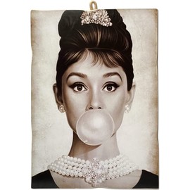 KUSTOM ART Set of 4 Vintage Style Audrey Hepburn Wooden Pictures 4x6