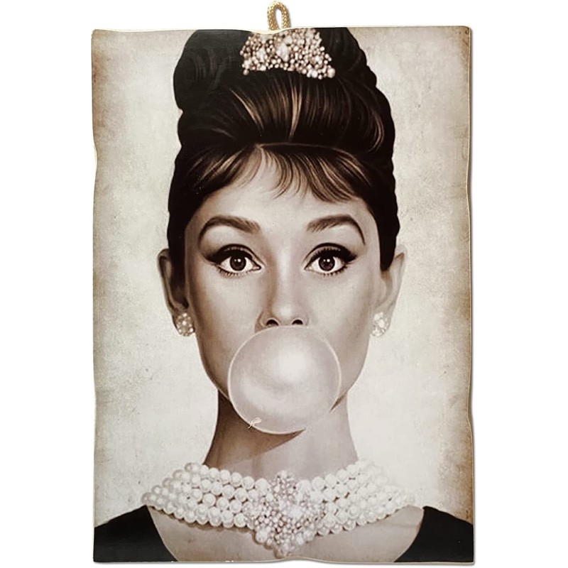 KUSTOM ART Set of 4 Vintage Style Audrey Hepburn Wooden