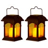Clihere Solar Lantern Lights,Waterproof Hanging Solar Lanterns Flickering Retro Candle Effect Hanging Lights Solar Outdoor Decoration Lighting Solar Powered Auto On/Off for Garden,Yard, Patio (2 Pack)