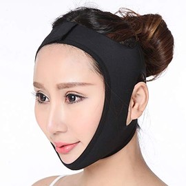 Post Surgery Neck and Chin Compression Garment Wrap Bandage, Face Slimmer, Jowl Tightening, Neck Coverage, Chin Lifting Strap (Black, S)