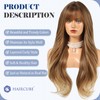 HAIRCUBE Long Ombre Brown Wig with Bangs Layered Curly Wigs