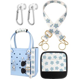Bag Strap Charms Crossbody for Bogg Accessories - Shoulder Neoprene Luggage Handle Wrap Suitcase & 2 Key Holders Pink - Style: Flower