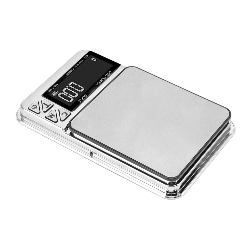 Home Digital Kitchen Scale 200g/0.01g‑1500g/0.1 High Accuracy USB Rechargeable Stainless