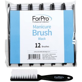 ForPro Professional Collection Premium Nail Brush, Professional Nail Scrub Brush for Cleaning Toes and Fingernails, 5.5” L, Black, 12-Count